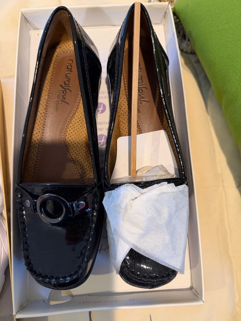 Natural Soul Black Patent Loafers with Ring Accent